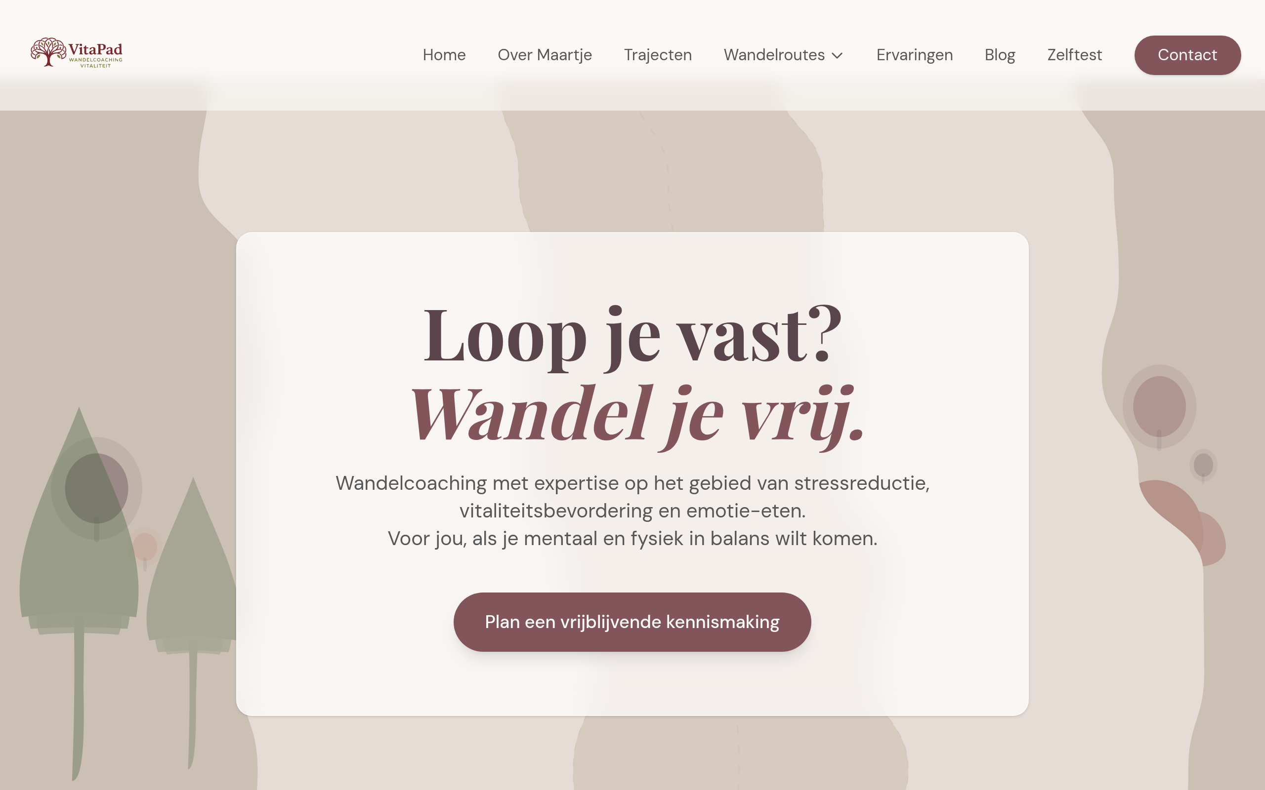 Screenshot van de website van VITAPAD